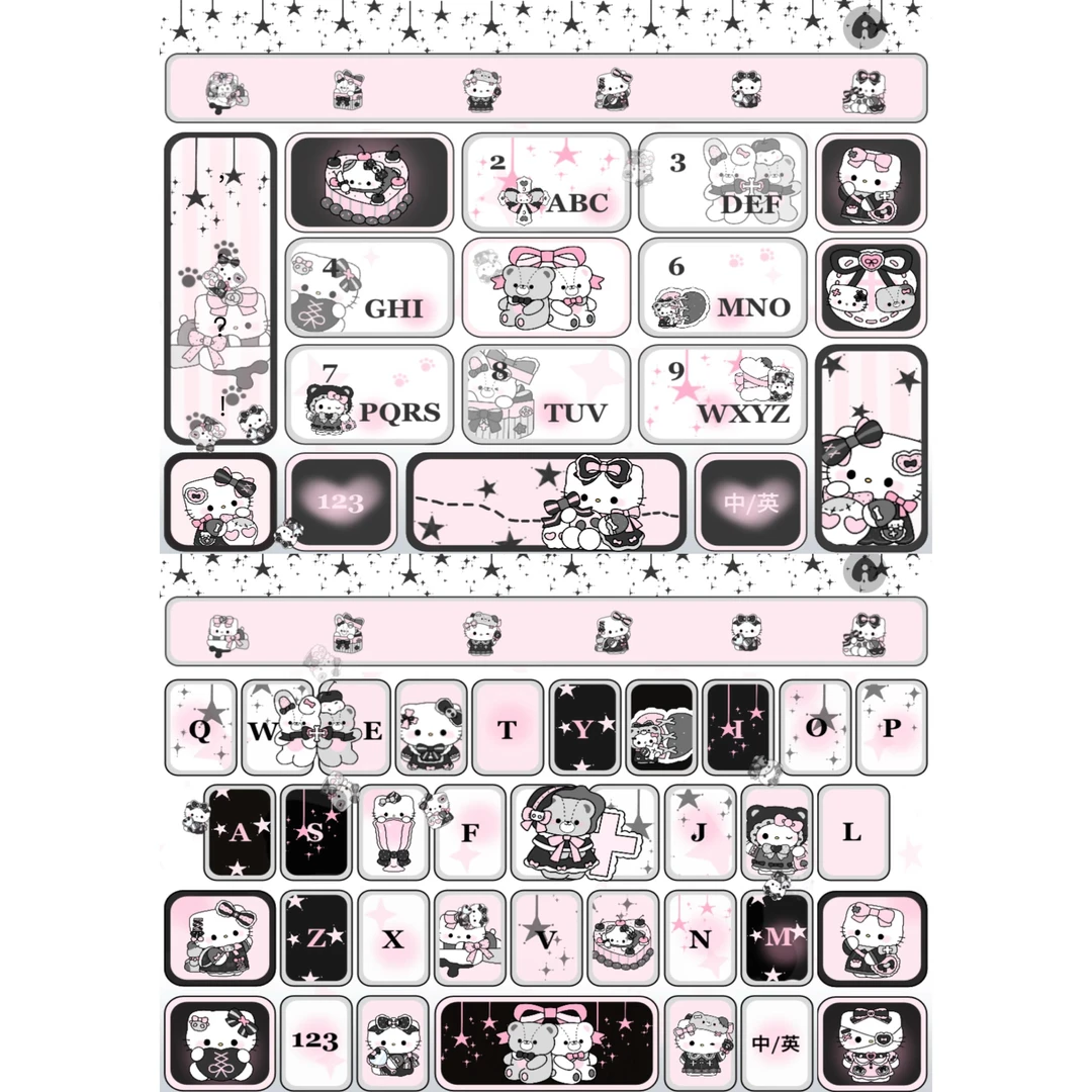 黑粉kitty/ios苹果安卓百度输入法皮肤键盘白肚皮/美化包可爱素材