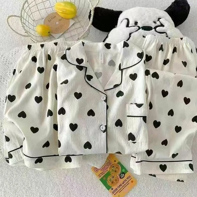 2025夏季短袖长裤云朵棉三件套简约宽松夏天家居服套装
