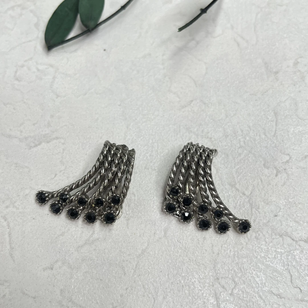 铜合金合成锆石耳饰 【六六中古】孤品复古耳夹th5662