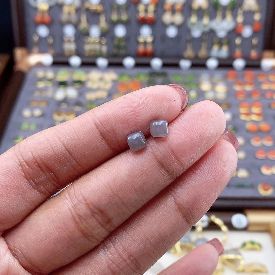 和田玉银S925镶嵌耳饰