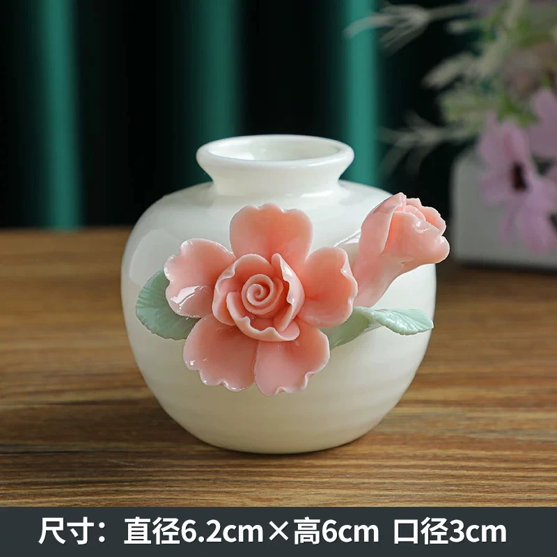 陶瓷手工捏花花器  宽口牡丹 茶台摆件花器 H109