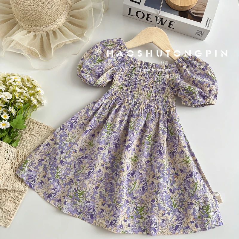 HE32124 女童夏装连衣裙2025新款宝宝夏季薄款甜美碎花连衣裙