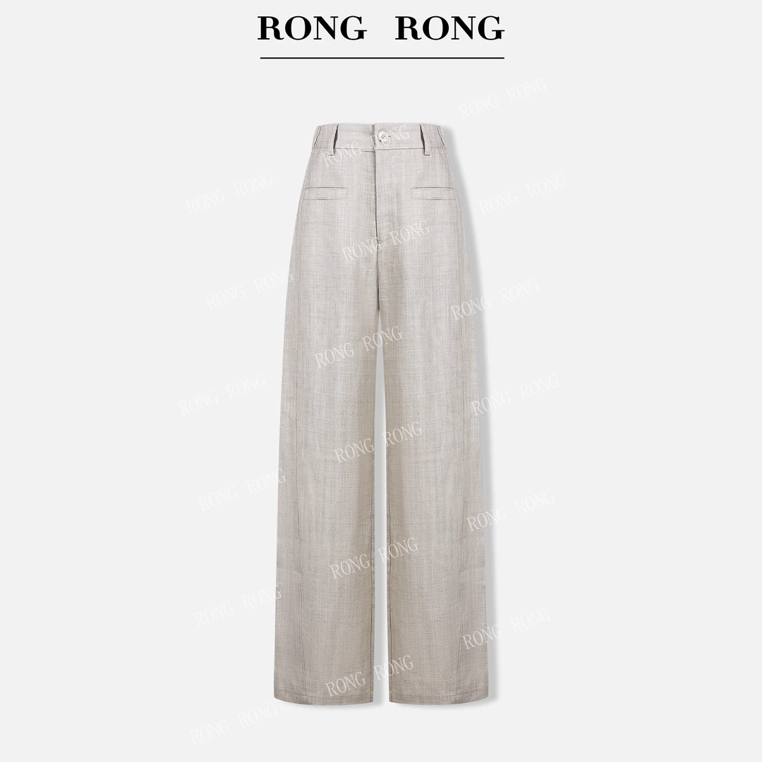 溶溶【雾夏诗集】RONGRONG 亚麻混纺肌理感透气垂顺直筒裤RR5543