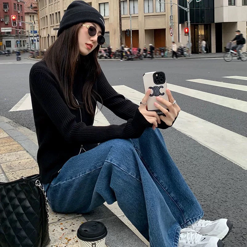 长袖打底衫毛针织衫常规款百搭针织女针织衫休闲风