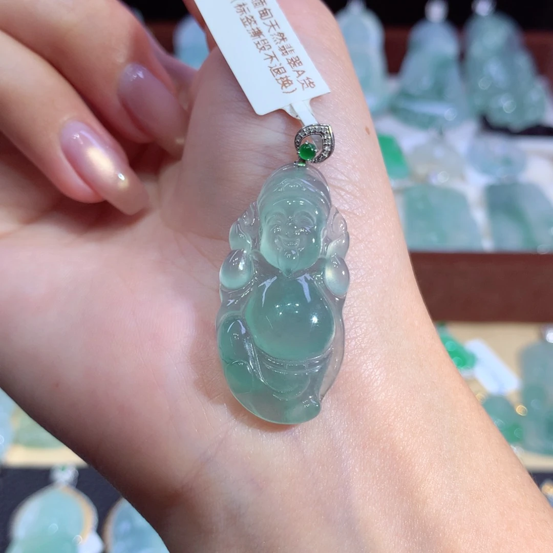 吊坠(不含链)18K金镶嵌翡翠