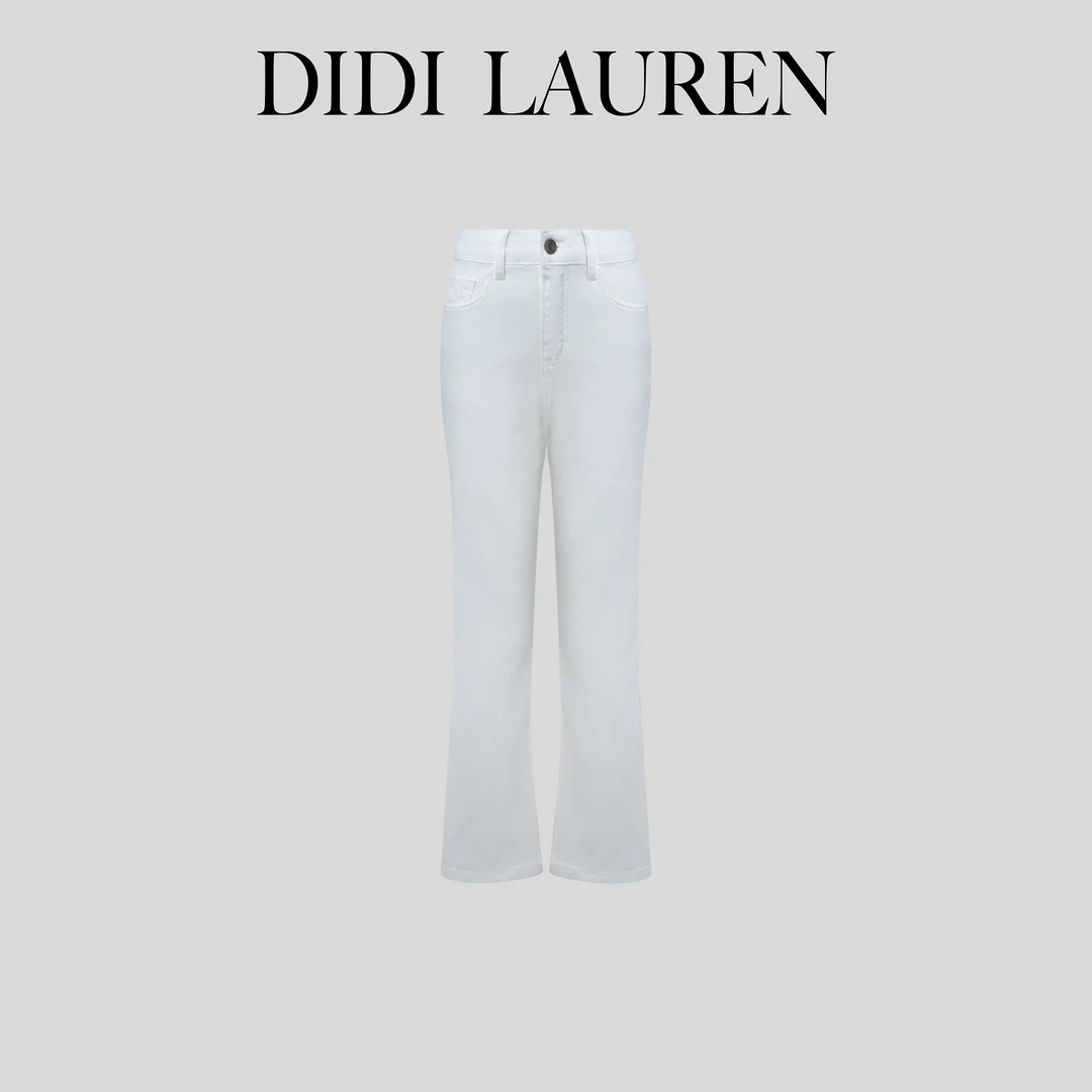 DIDI LAUREN“私家福利款”白色直筒牛仔裤