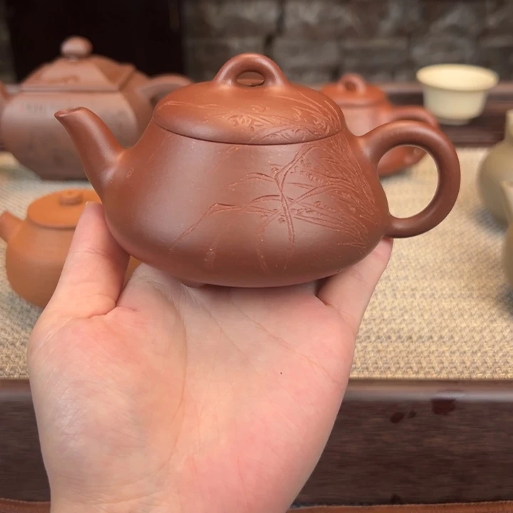 茶壶紫砂甲级紫泥汉棠石瓢170cc
