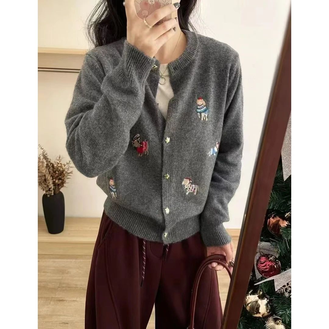 MRFEITO小羊图案针织开衫H5KS30385