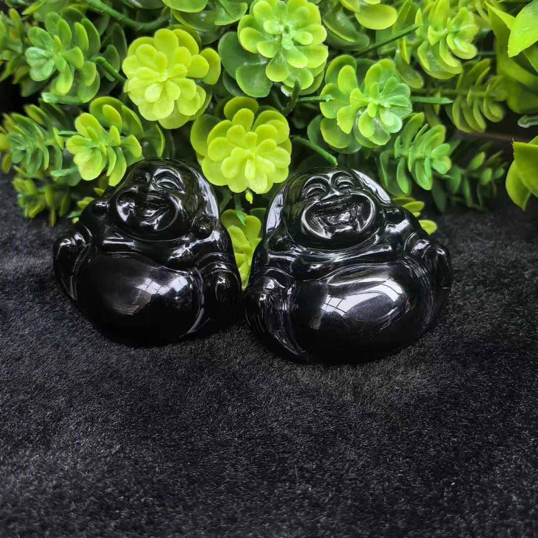 S8123玄青玛瑙黑佛公吊坠-配珠链-多样性发货只发一件