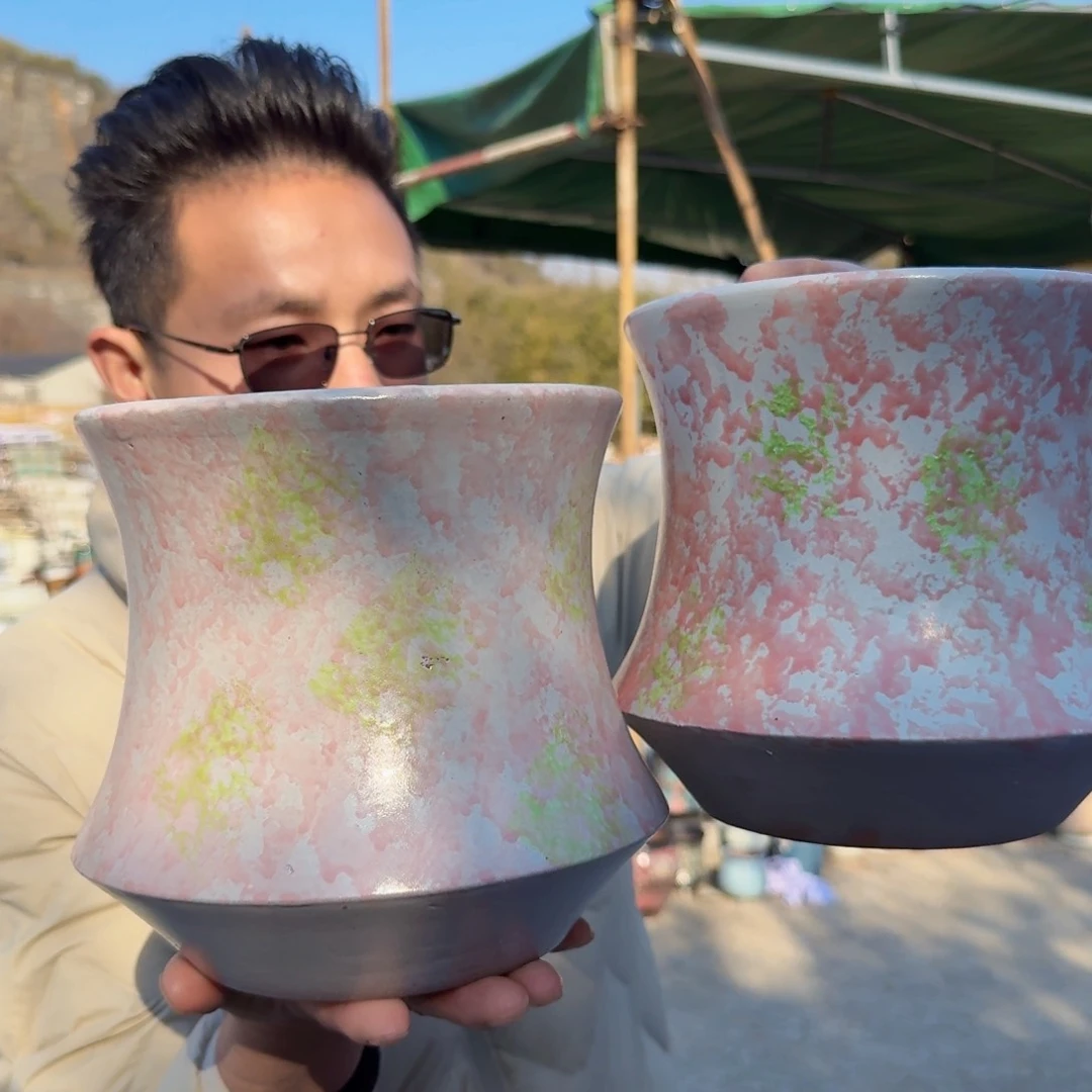 紫砂花盆口19高20（两个束腰姹寂粉