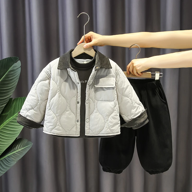 儿童套装秋冬装帅气男童休闲洋气三件套男孩宝宝冬季加绒时髦童装