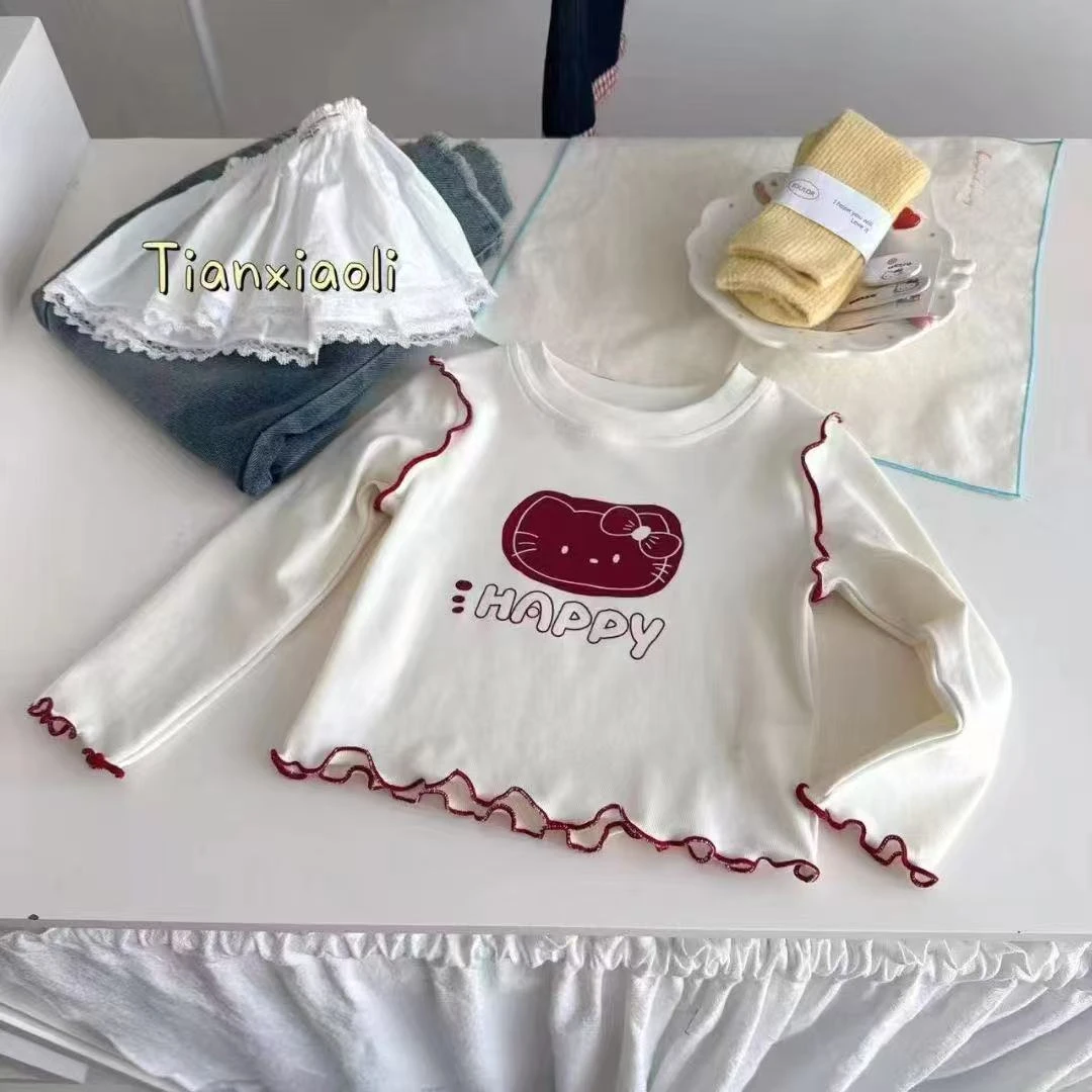 女宝秋季百搭修身款辣妹款短款kt打底T恤新款