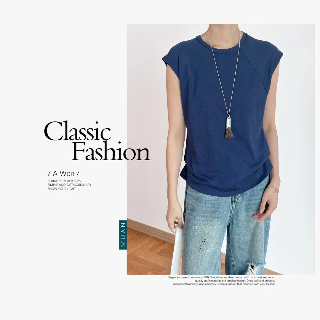 木岸MUAN：《苏维埃T》定制宽松高级小飞袖简约百搭上衣女DG3-8990