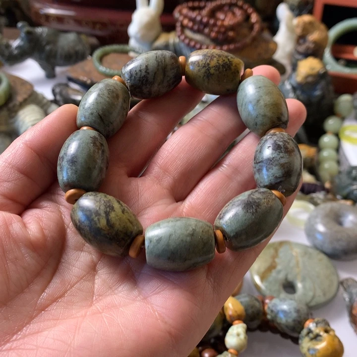 手链未镶嵌岫岩河磨玉（透闪石质玉）