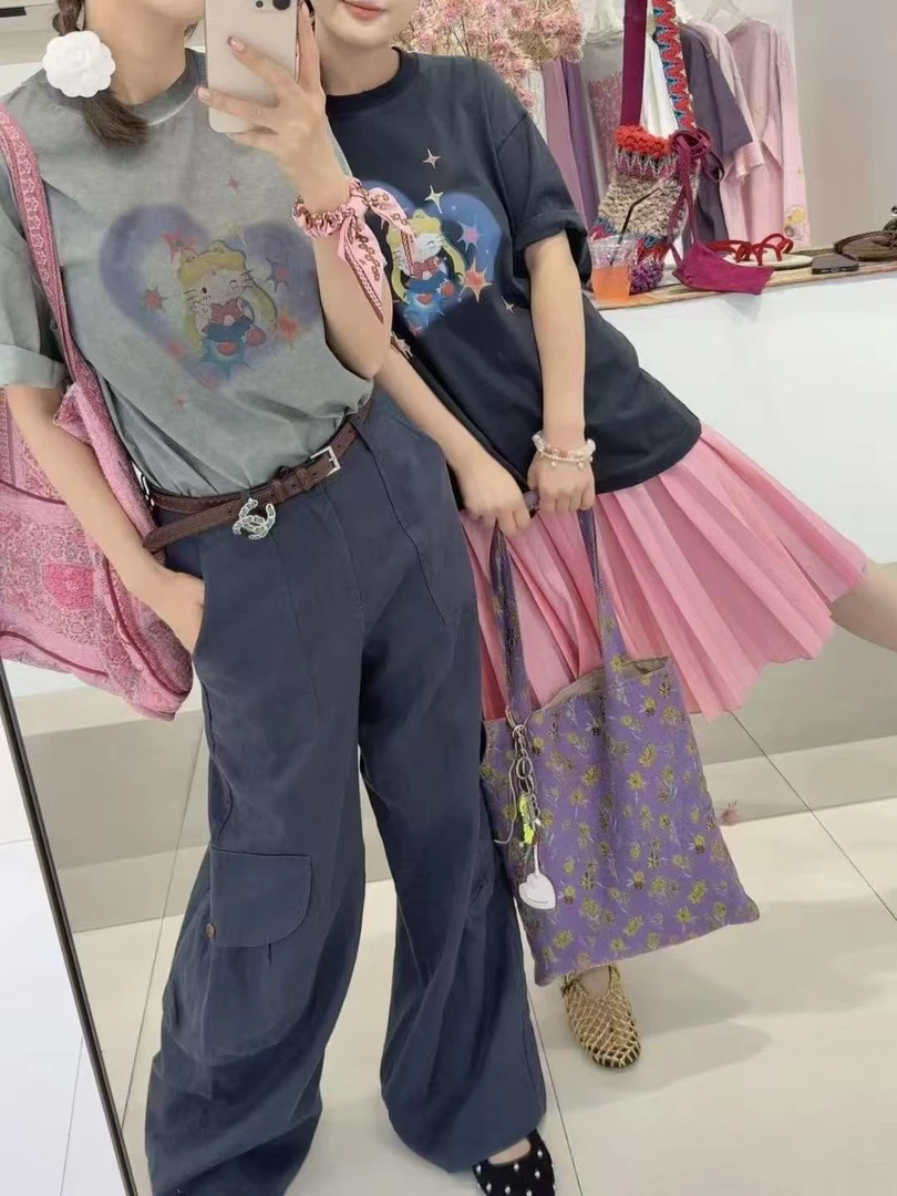 SELALAGU&OITMMTIO设计师品牌联名2025春夏新款百搭圆领短袖T恤