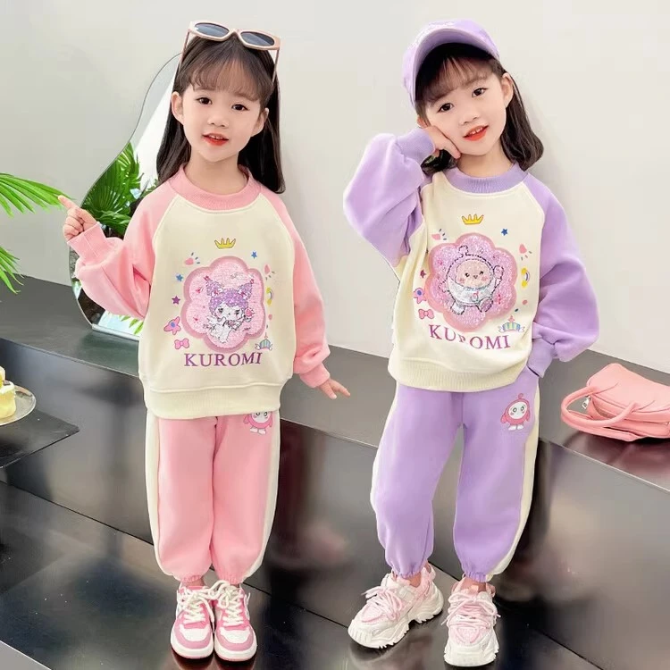 春秋装女童可爱卡通库洛米卫衣套装洋气运动休闲卫裤两件套潮