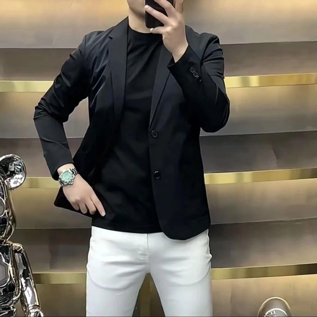 薄款小西装轻薄男士外套春秋新款纯色商务百搭显瘦韩版修身西服男