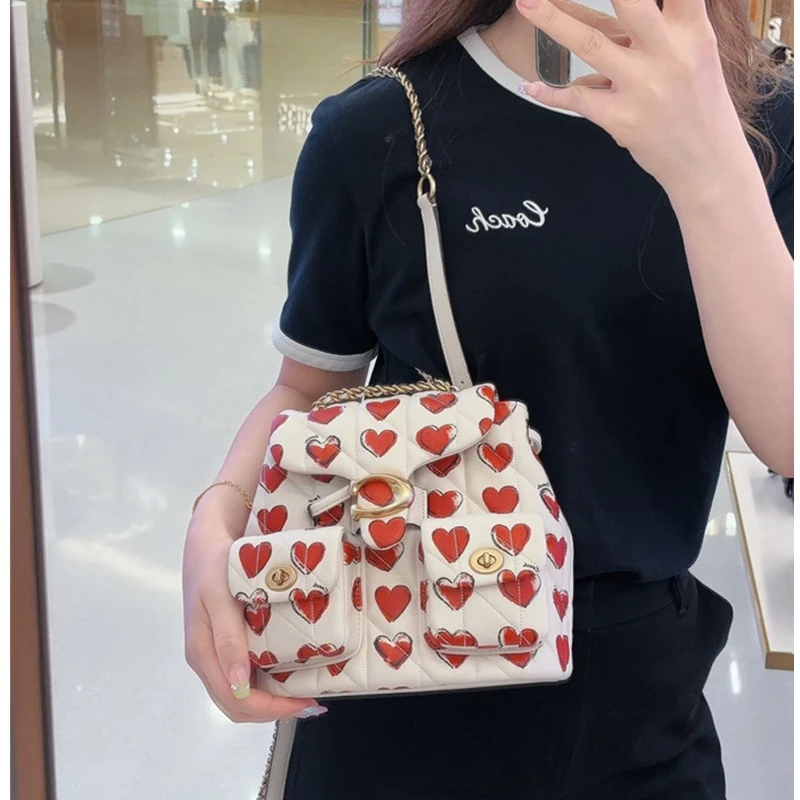 百搭气质女包爱心Tabby双肩包菱格链条包时尚通勤服饰小香风菱格