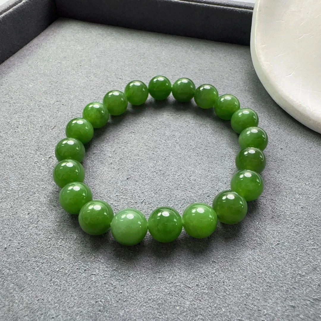 精品级碧玉圆珠手串约10mm