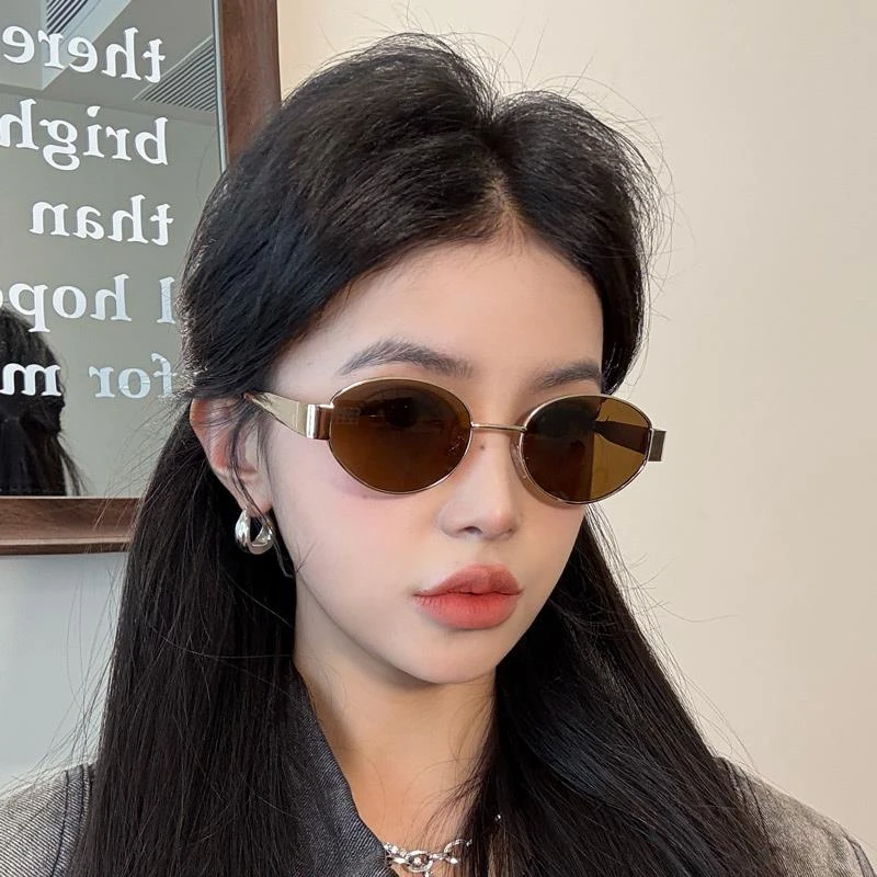 帕森精品牌金属墨镜女款茶色高级感小框2025新款复古小脸椭圆形复