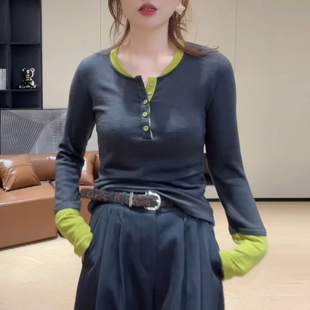 潮流纯色显瘦长袖女2025秋季新款韩系高级设计感通勤针织衫