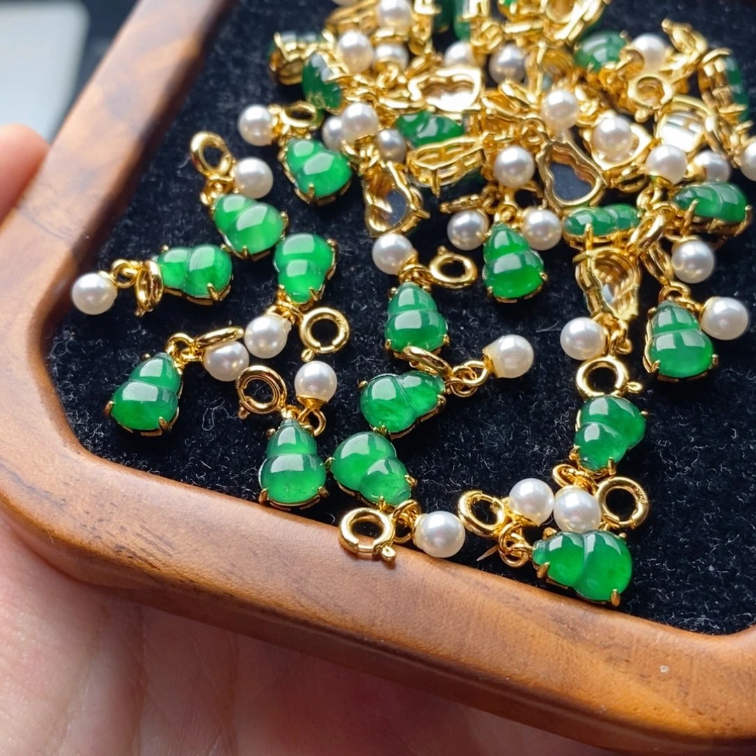 翡翠银S925镀金镶嵌手链配饰