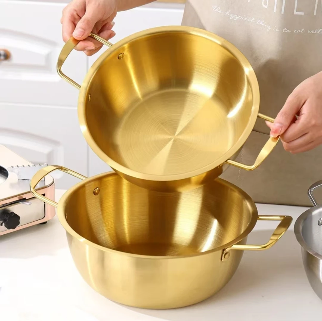 不锈钢加厚拉面锅韩式泡面锅单人小火锅海鲜干锅汤锅