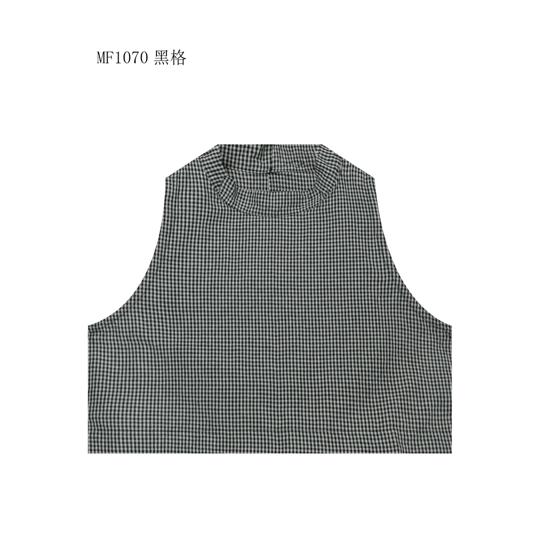 【麻訪家】MF1070黑格文艺复古气质百搭坎肩背心上衣