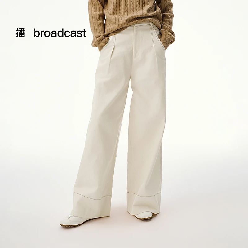 【达人专属】播秋冬设计师简约净面直筒牛仔休闲裤DDS4KD5172