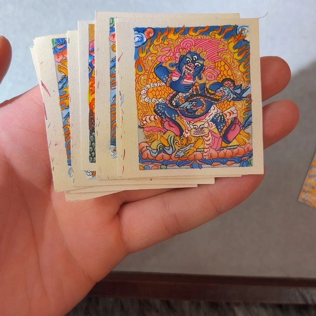 吊坠纯手绘黑财神唐卡