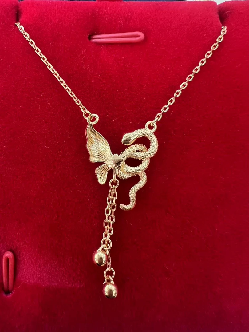 【金展珠宝】足金 蛇与蝴蝶套链