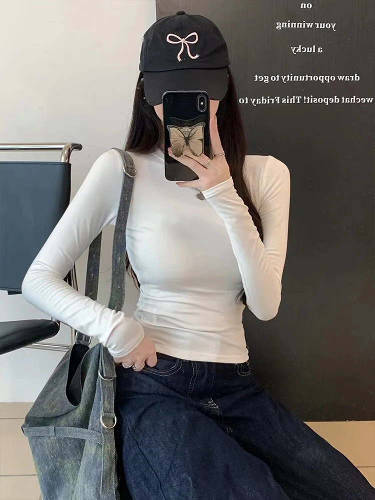 常规长袖美式正肩女秋冬T恤春秋