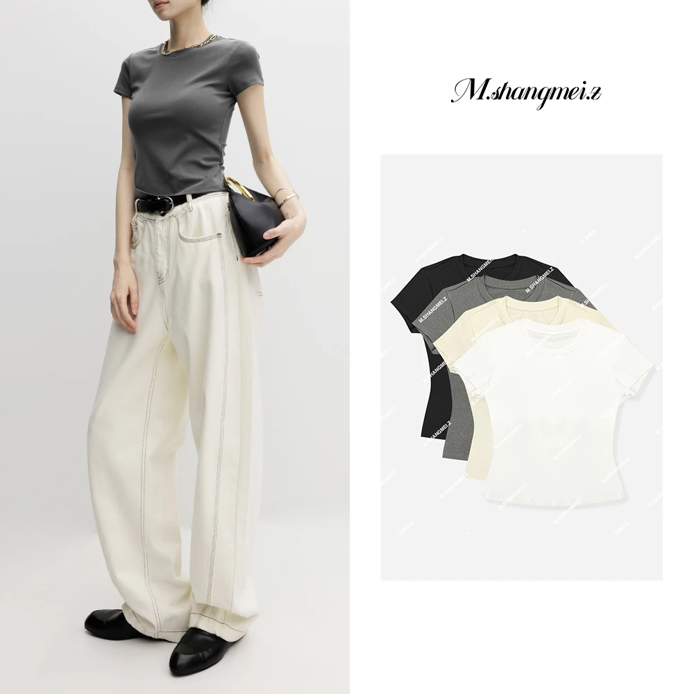 M.SHANGMEI.Z/沐熙【带胸罩的半袖T】美大哥免穿文胸U领短袖X042383