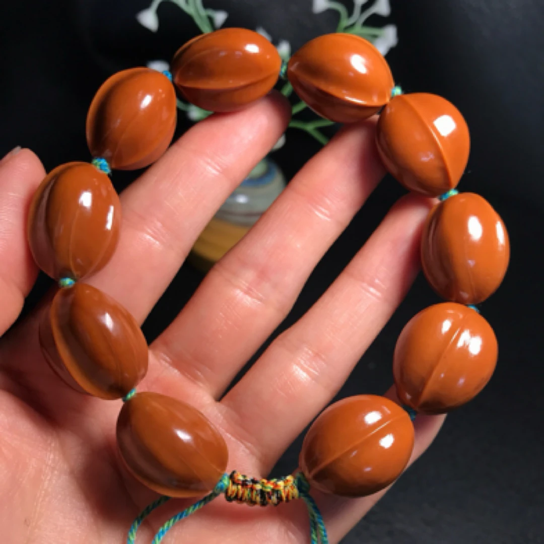 橄榄核精品铁核鲨鱼背手串尺寸1.7*2.0cm文玩手工打磨三角孔男女