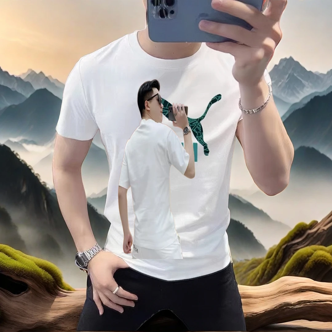 夏季新款潮牌高端网红爆款纯棉圆领透气修身个性时尚潮流半袖T恤