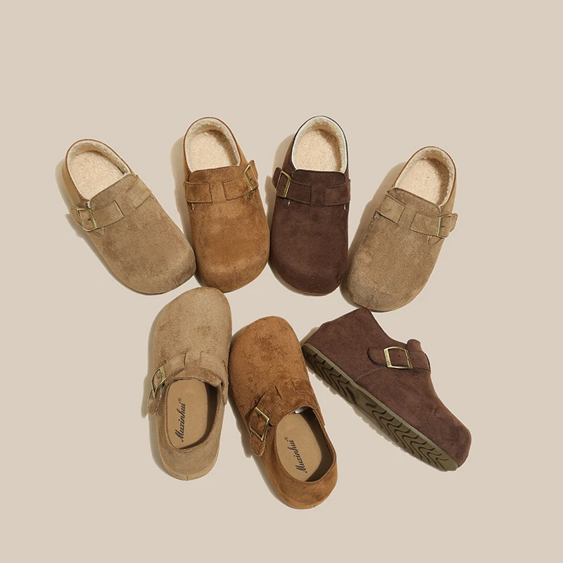 【品牌】5cm爆款包跟勃肯鞋女单鞋秋冬外穿一脚蹬厚底加绒鞋638-1