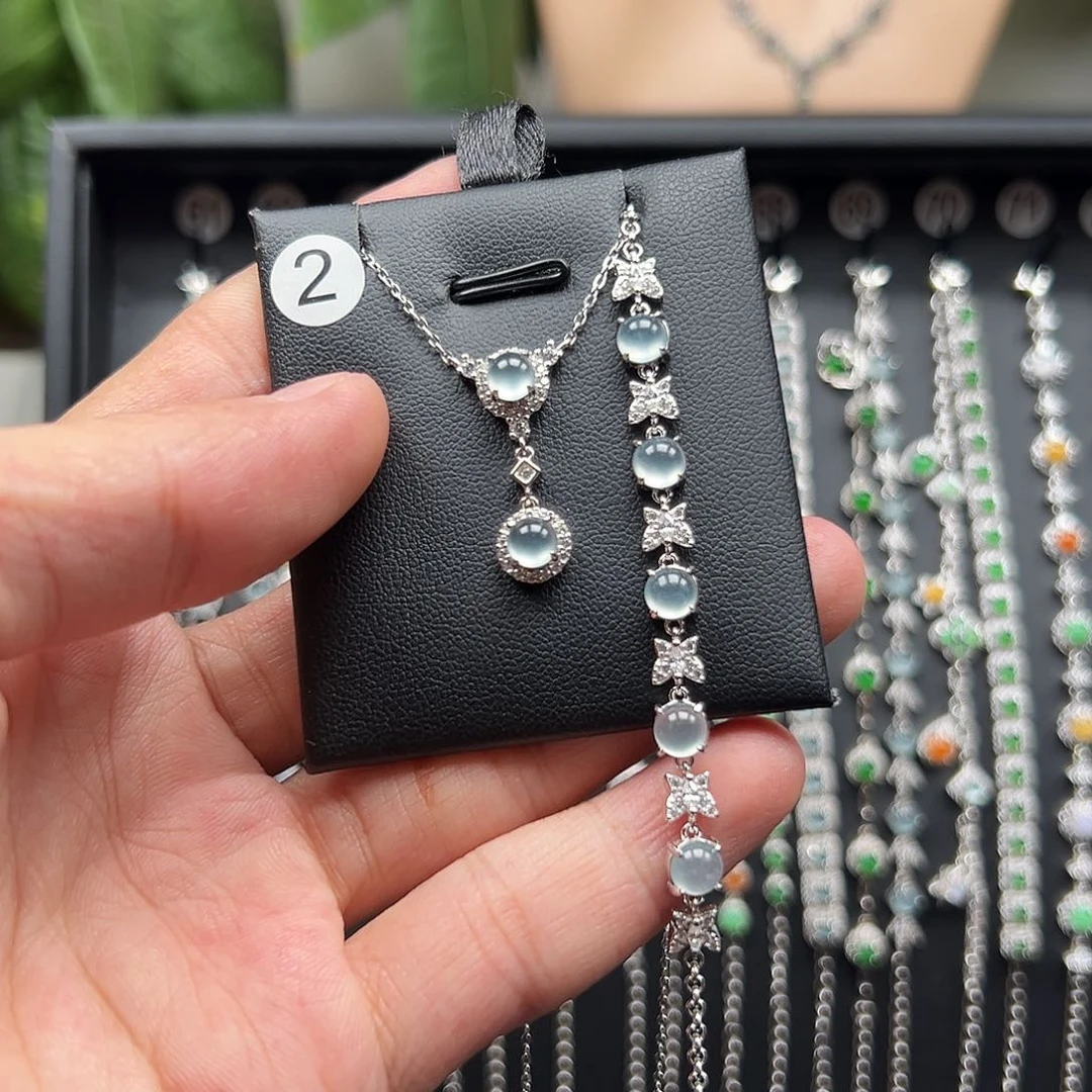 希***班银S925镶嵌手链翡翠8888