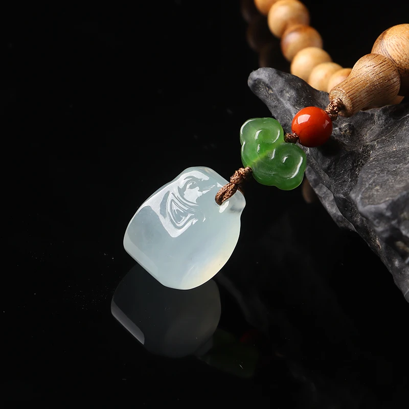 名玉艺术【禅蕴】天然缅甸翡翠 冰种 仿古平安翡翠挂件 手串 手把