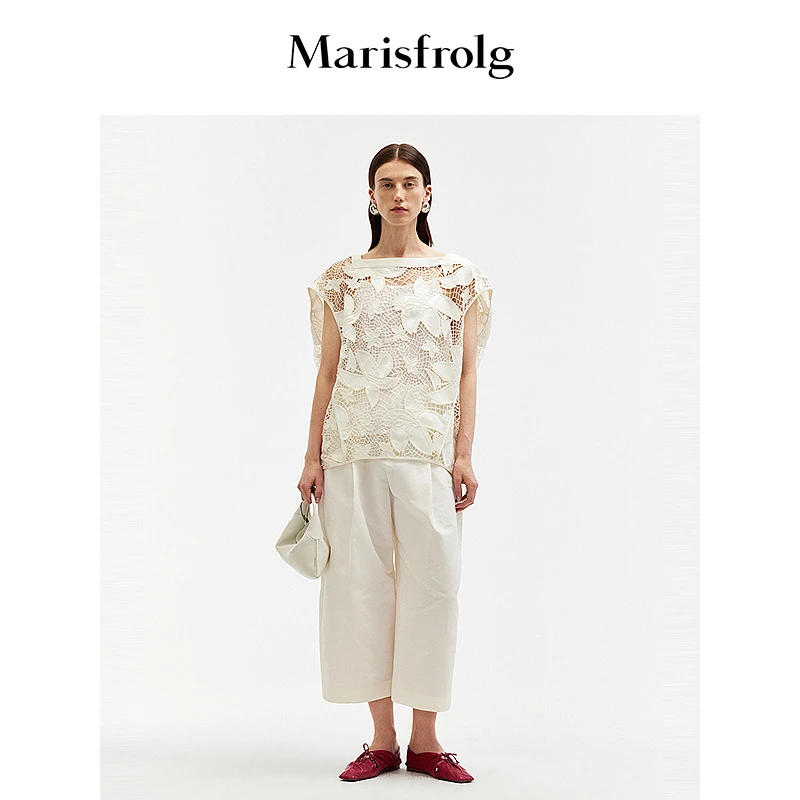 Marisfrolg玛丝菲尔蕾丝复古提花镂空衬衫A1EG2084E