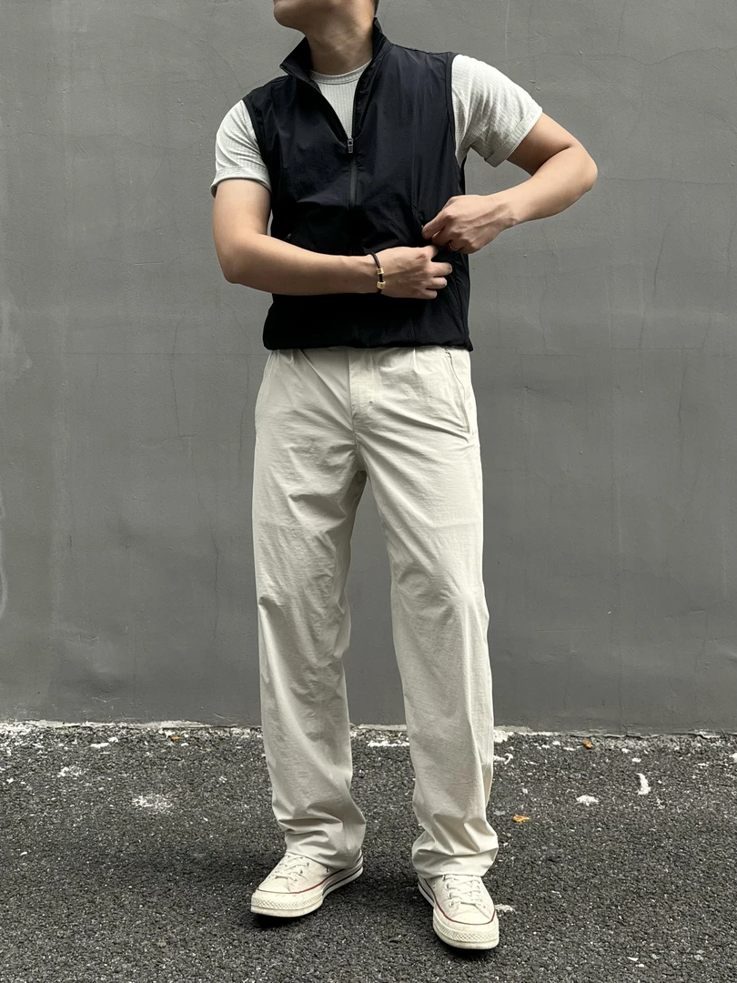 SOS全压胶磁吸口袋休闲裤夏季薄款商务直筒裤腰部调节男款长裤子