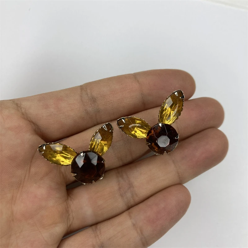 合金耳饰 焦糖兔耳耳夹1-12【2070114-003】