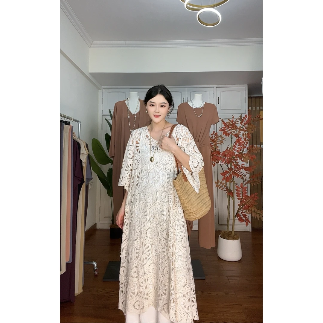 春夏款波西米亚风大版型镂空罩衫+吊带裙#117