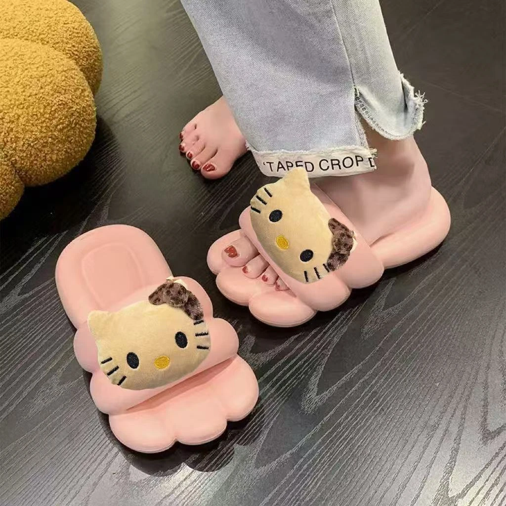 夏季卡通时尚一字拖女少女风软底外穿沙滩平跟防滑居家学生拖鞋