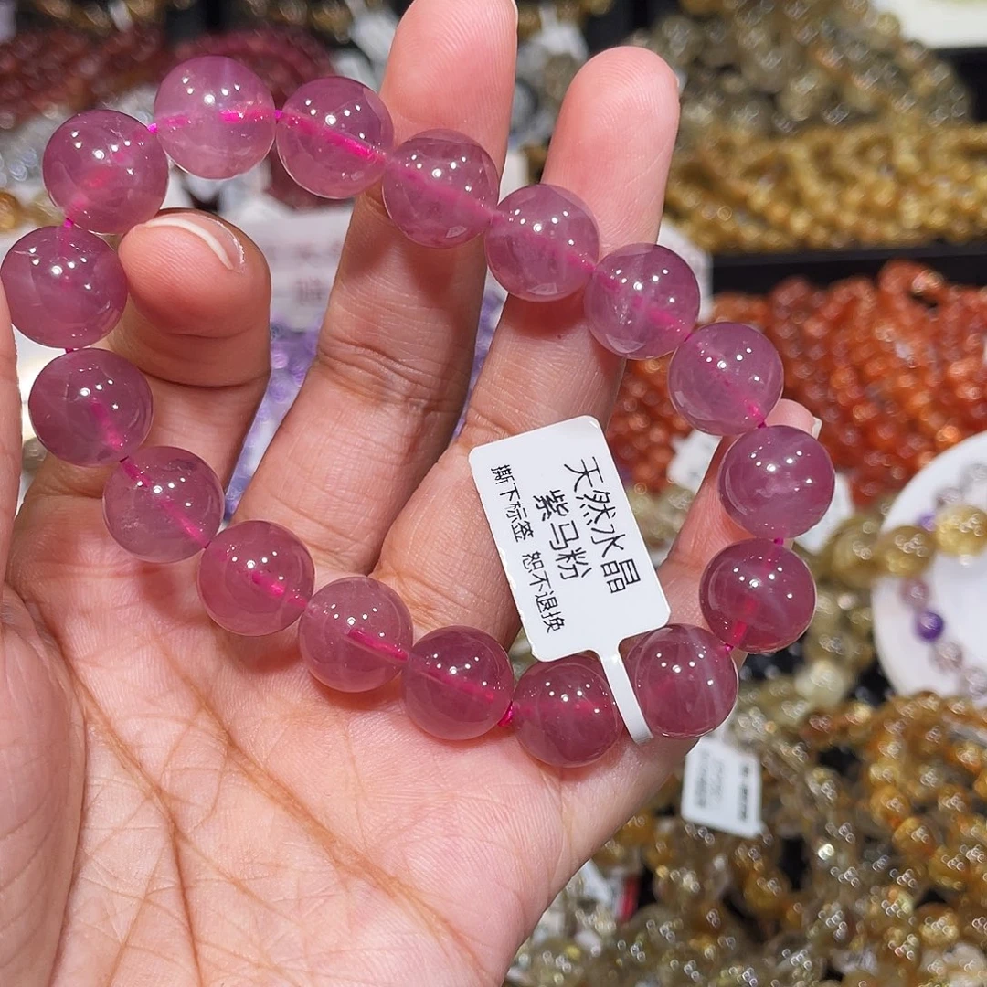 水晶手串未镶嵌紫马粉12m
