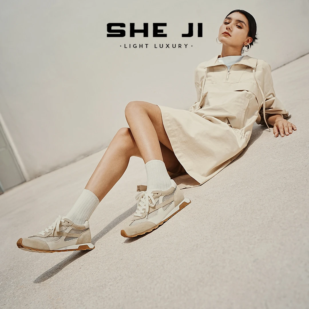 SHEJI奢季 新款小众网面透气通勤德训休闲鞋