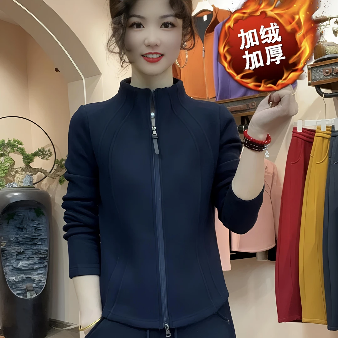 冬季新款气质减龄保暖舒适加绒加厚拉链开衫时尚休闲女士长袖卫衣