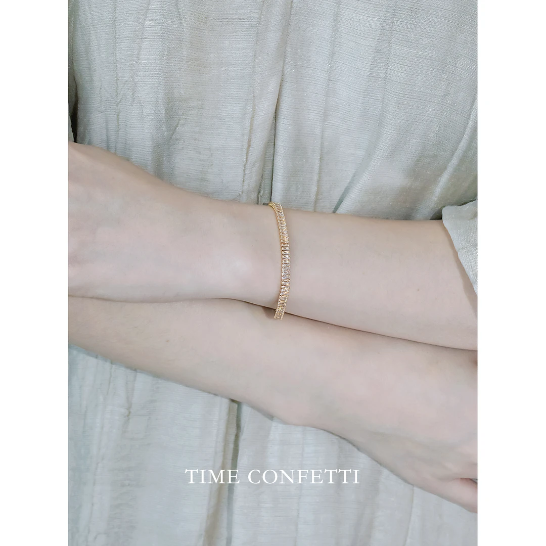 黄铜手链 镀K金【孙二娘】加长版-胖手推荐-百搭密镶手链TC 10660