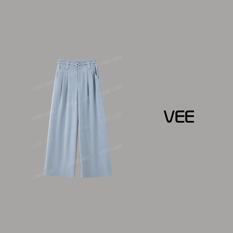 短视频VEE【氧气裤】时尚百搭显瘦直筒阔腿裤垂坠感休闲长裤