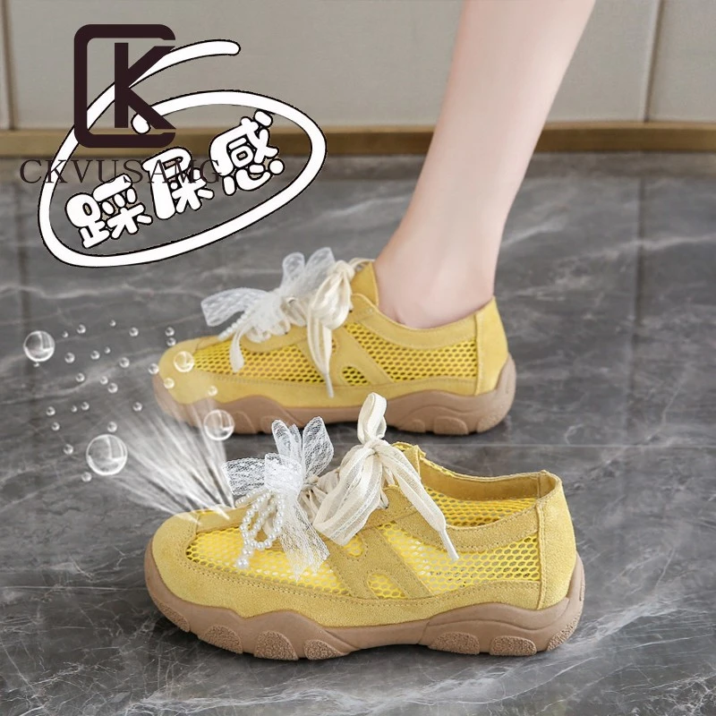 CKVUSAMG品牌单网德训鞋女2025夏季爆款鞋子女网鞋女透气学生运动