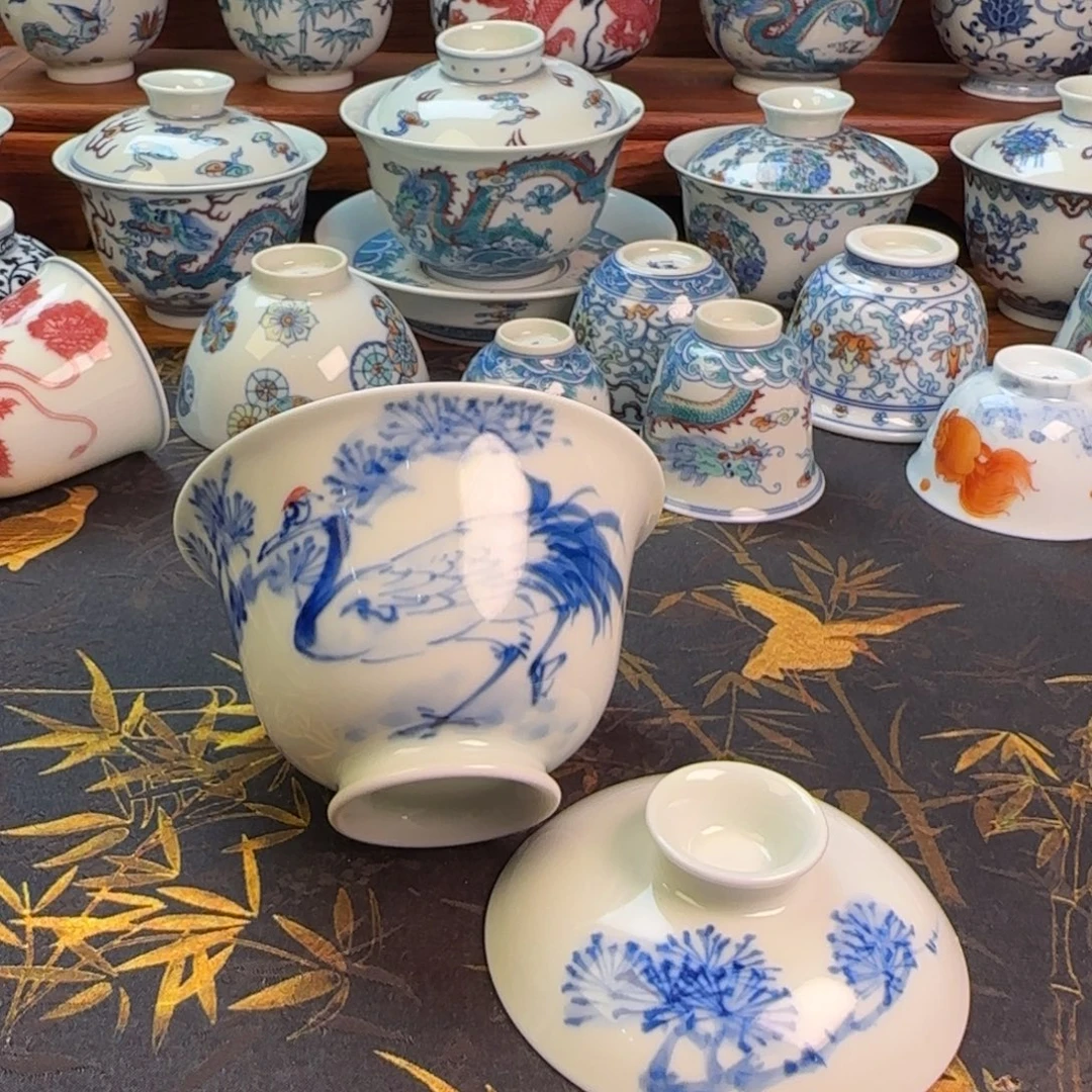 仙鹤盖碗一个杯杯杯杯杯